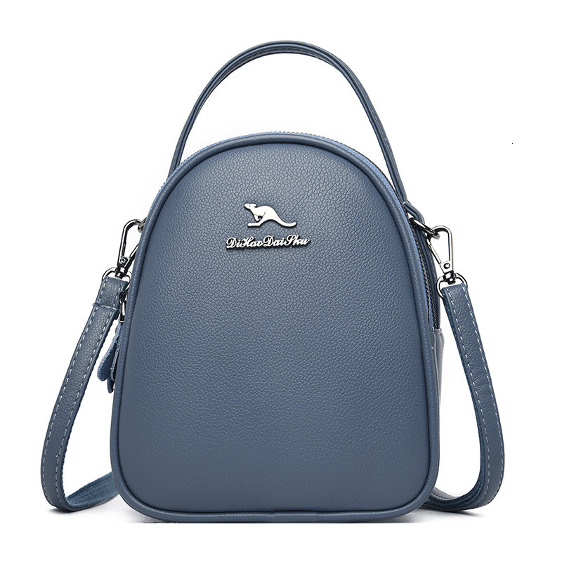 2025 Summer New Women's Bag Soft Leather Women's Small Round Bag Three layer Small Backpack Shoulder Bag Mini Crossbody Bag Fashion New Desi