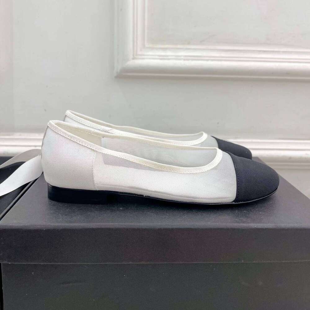 Women Size35-41 Mesh Genuine Leather Ballet Flats Round Toe Slip On Mixed Color Leisure Designer Shoes Zapatillas De Mujer f70