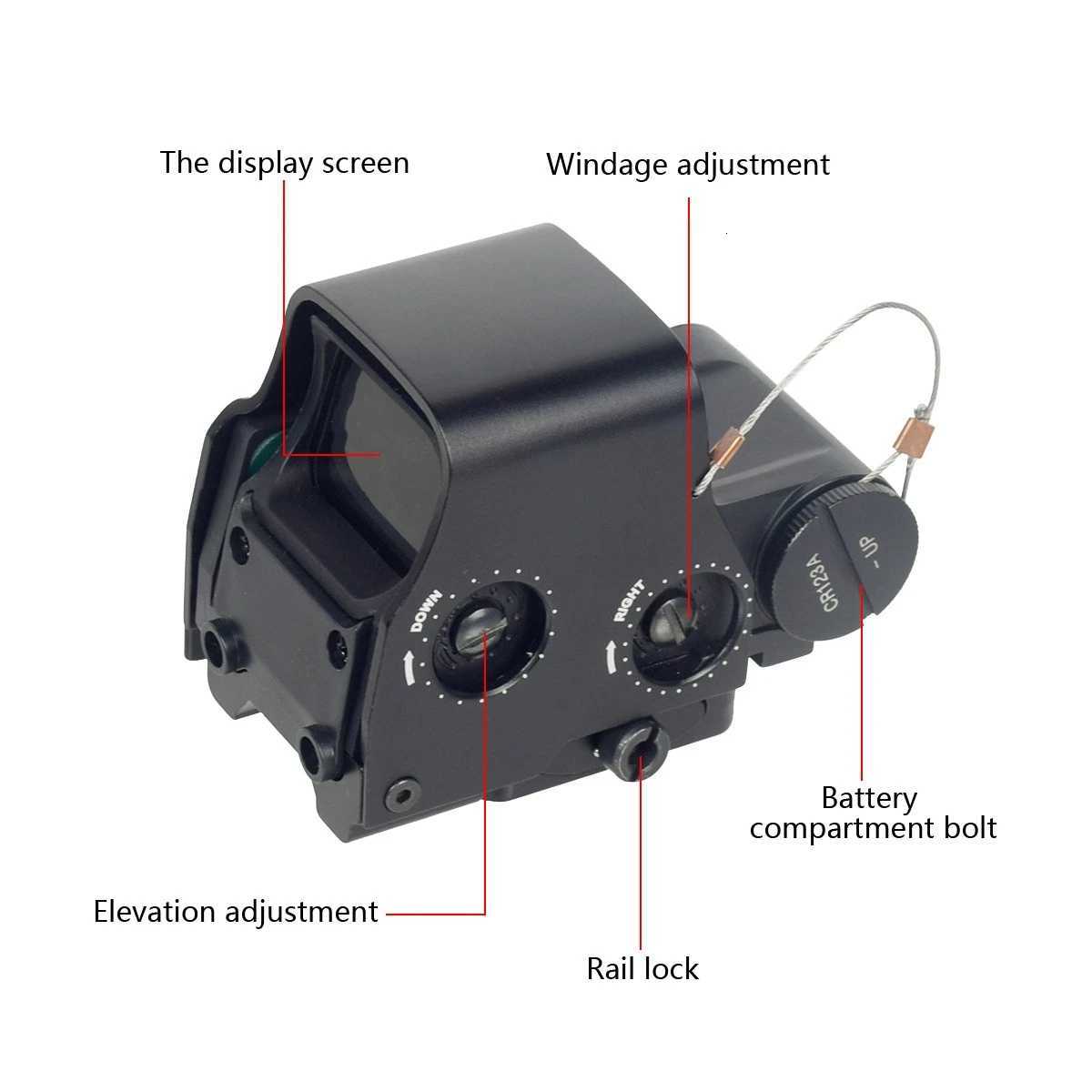 553 558 Holographic Red Green Dot Sight Hunting Red Dot Reflex Sight CS Games Airsoft Riflescope Collimator 20mm QD Rail R250730