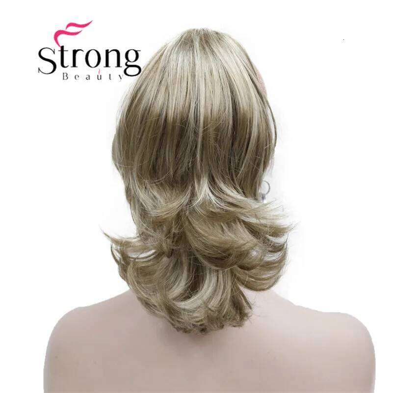 StrongBeauty 12" Dual Use Wavy Styled in Claw Ponytail Hair Extension Blonde Synthetic Hairpiece with a Jaw/claw Clip