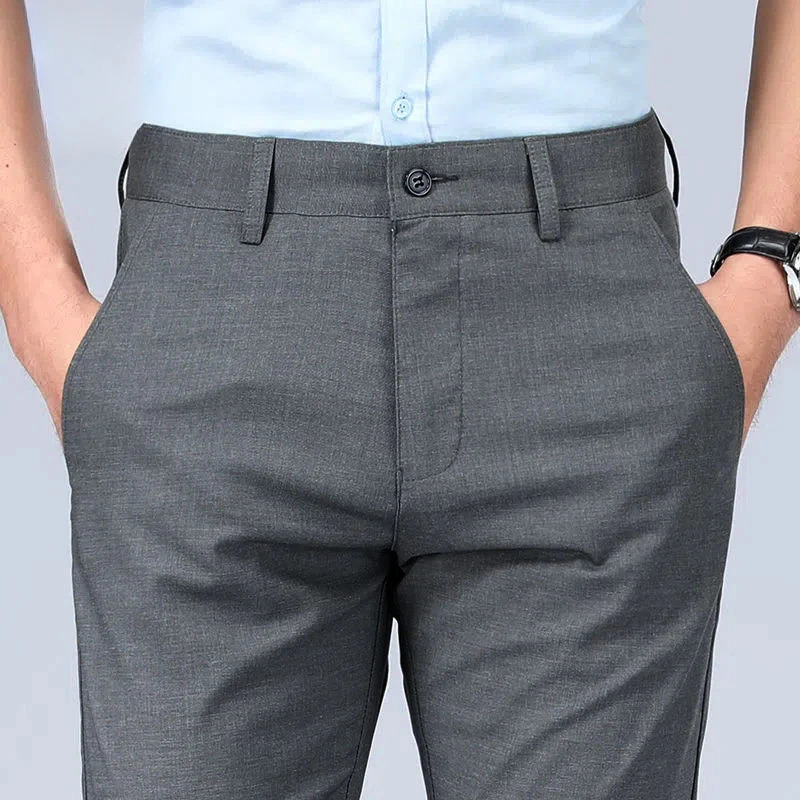 Linen Trousers for Men Straight Social Tailoring Business Fabric Antiwrinkle Vintage Man Suits Pants Slacks Spring Clothes Up 250731