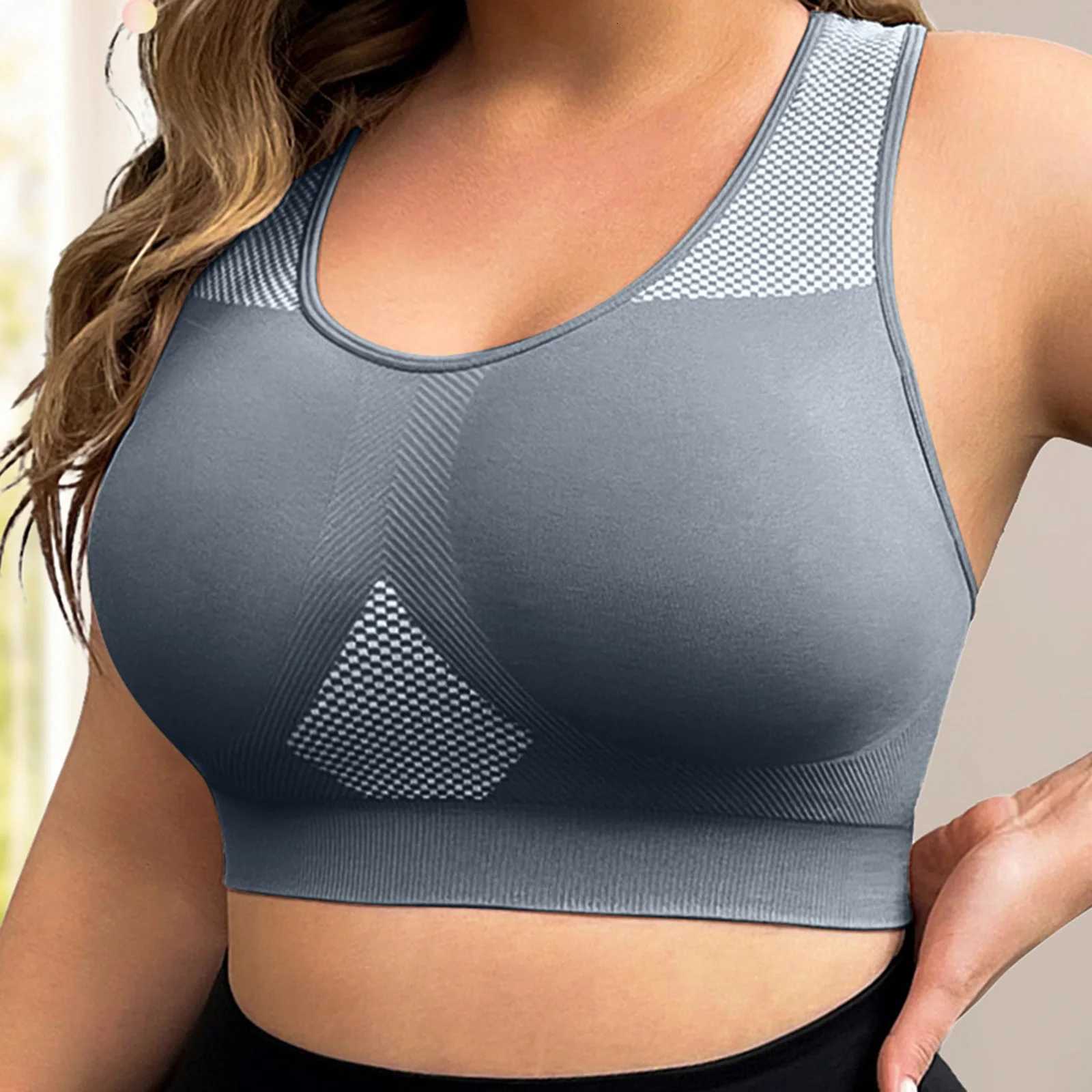 3XL Plus Size Sports Bra Women Seamless Sexy Push Up Fitness VEST Contrast Color U-NeCK Workout RacerbaCK Tank Tops Z250730