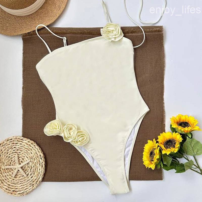 Womens Swimwear Sexy Rosette Choker One Piece Swimsuit Women Bathing Suit Beachwear Monokini Female Swimming Suits