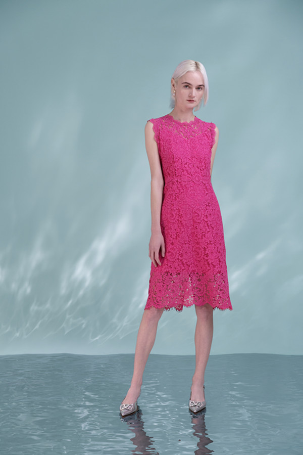 Women Rose red Lace French Hollow Slim Skirt Elegant Waist Lace Dress Slim Fit Short Skirt 6116459