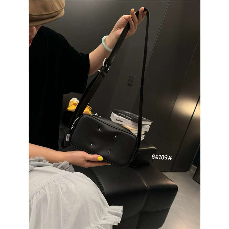 Black Women's Super Hot Cowhide Camera Crossbody Small Square Bag Genuine Leather B5