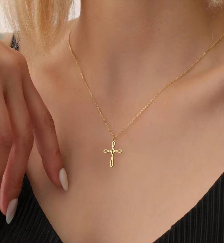 Cross Pendant Men Minimal Stainless Steel Jewelry 18k Gold Plated Collar De Mujer Acero Inoxidable Dainty Gold Jewelry