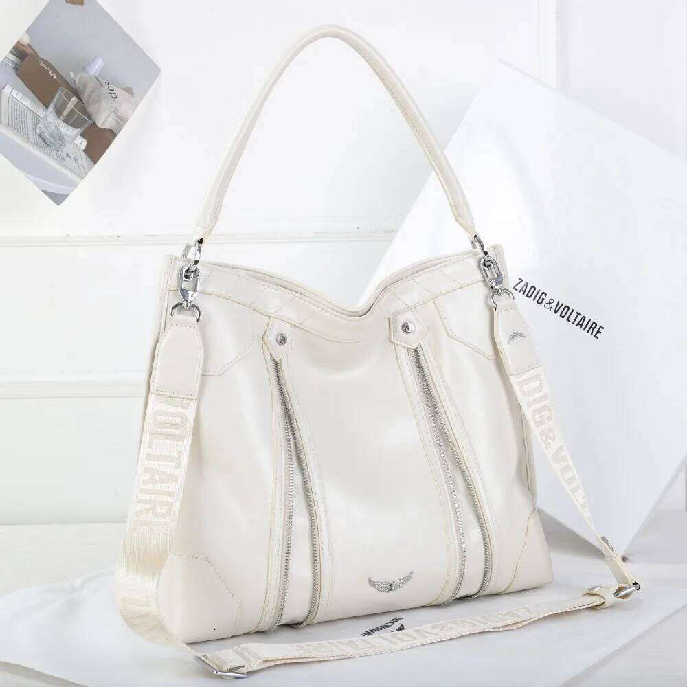 Ladies' fashion tote cracked patent leather design handbag with multiple zippers luxurious single shoulder crossbody bag OLOEY