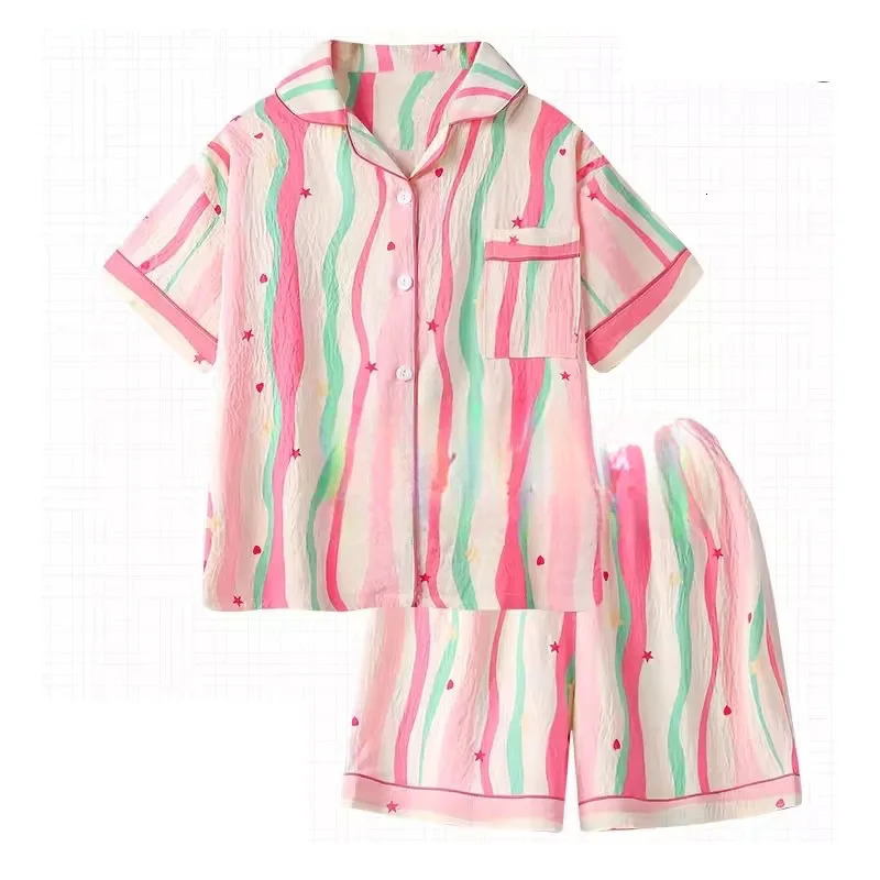 Summer Ladies Pajamas Homewear Set Cloudy Cotton Sweet Cute Cardigan ShortSleeved Shorts Thin Section of 250730