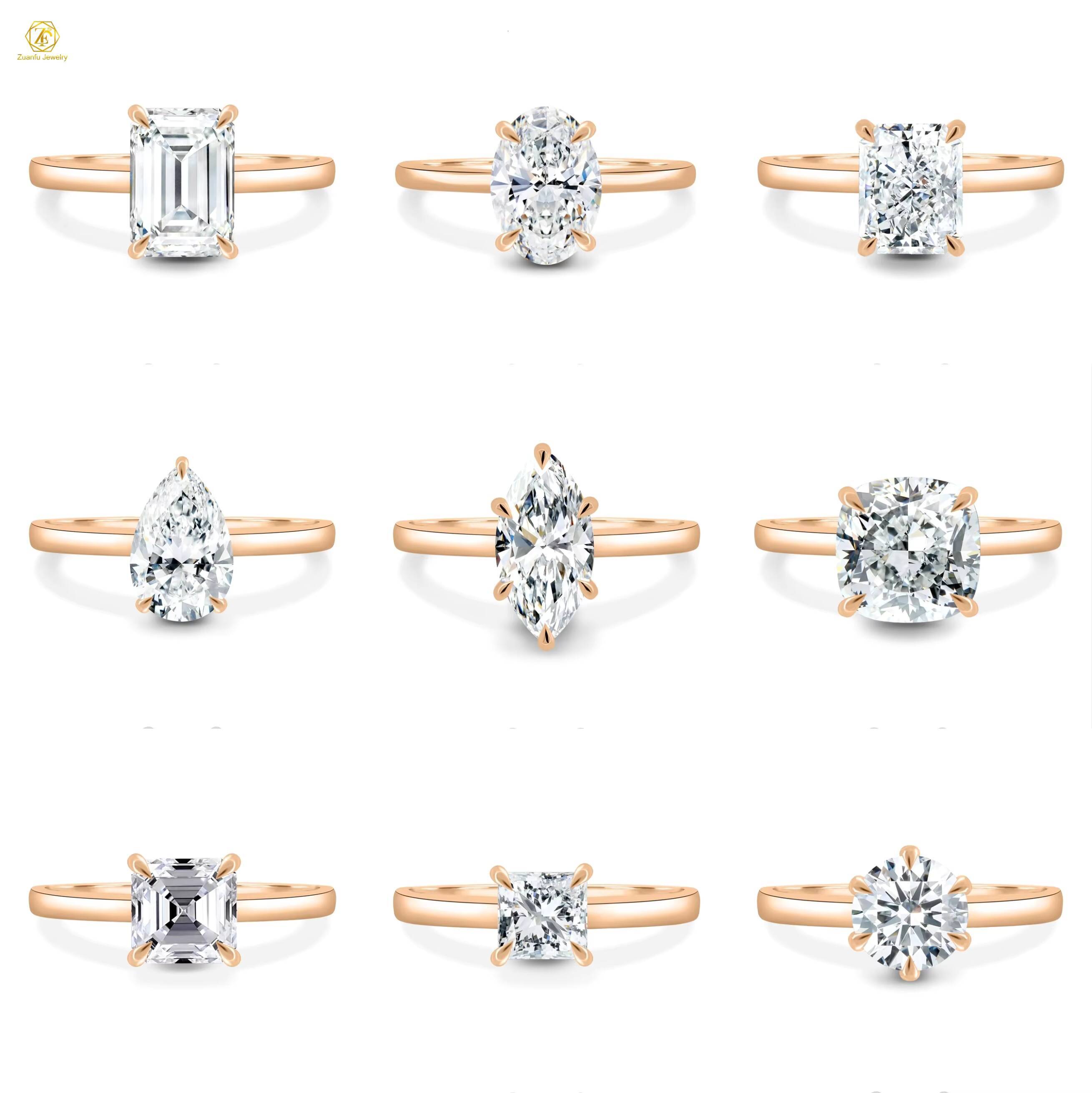 2025 Newest Fashion 925 Sterling Silver 18K White Gold D Color VVS Emerald Cut Moissanite Wedding Rings Women Engagement Gifts