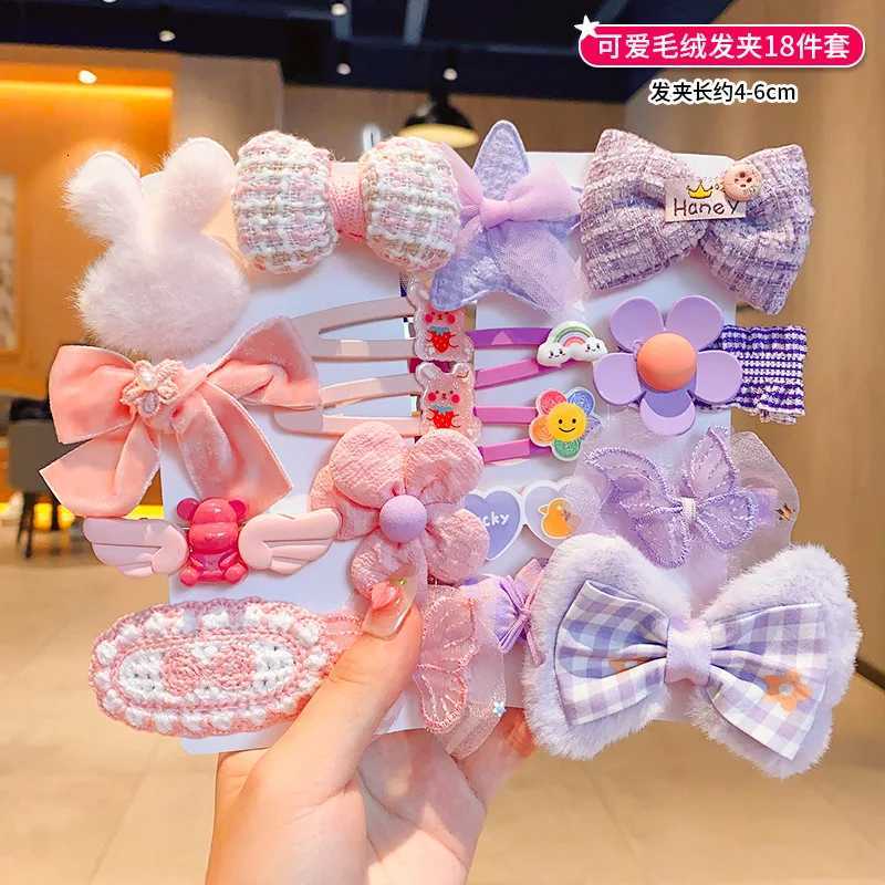 Cute Cartoon Childrens Hair Clip Bow Headband Girl Princess Autumn And Winter Plush Hair Clip Little Girls Bangs Clip R250730