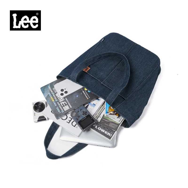 LEE Denim Blue Women Casual Large Capacity Tote Bag Jeans Beige Ladies Work Shoulder School Student Laptop Book Bag G250729