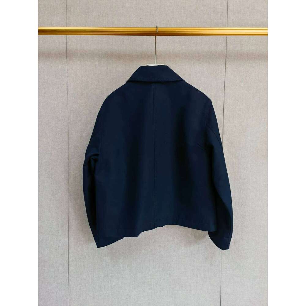 Designer Clothing 2025 Spring Women Dark Blue Jacket Skirt Set Turn-Down Collar Long Sleeve Short Coat Or Ruffles Mini Jupe Lady Suit