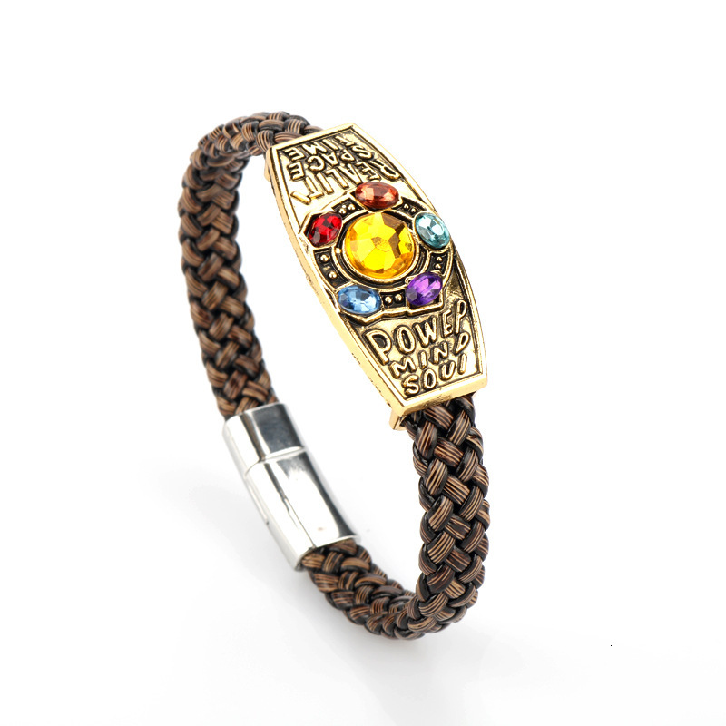 2025 Wish Hot Sale Avengers 3 Thanos Bracelet Madam Leather Rope Woven Bracelet Designer Bracelet In Stock Wholesale