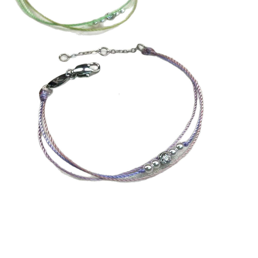 Titanium Steel French Red Rope Single Dia Multi-Rope Pearl Dopamine Niche Simple Layered Wear Non-Fading Handmade Weaving