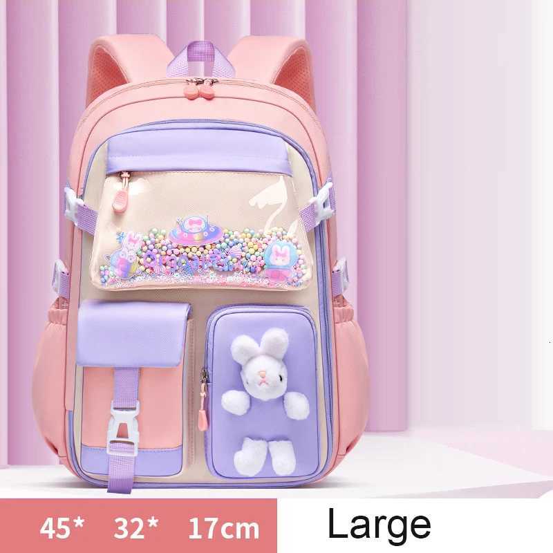 Primary School Backpack 1-5 Grade Cute Colorful School Bag For Girls Waterproof Large Capacity Cartoon rabbit Mochila Escolar S250729