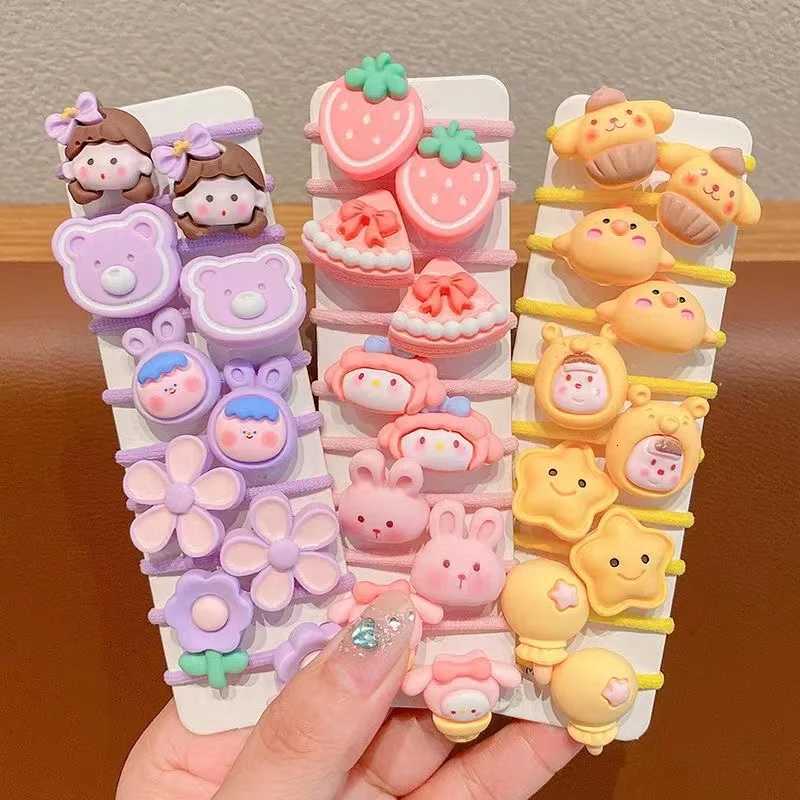 10 Piece Set 2024 New Small Thumb Ring Baby No Harm Hair Ring Childrens Cute Rubber Band Girls Headdress R250730