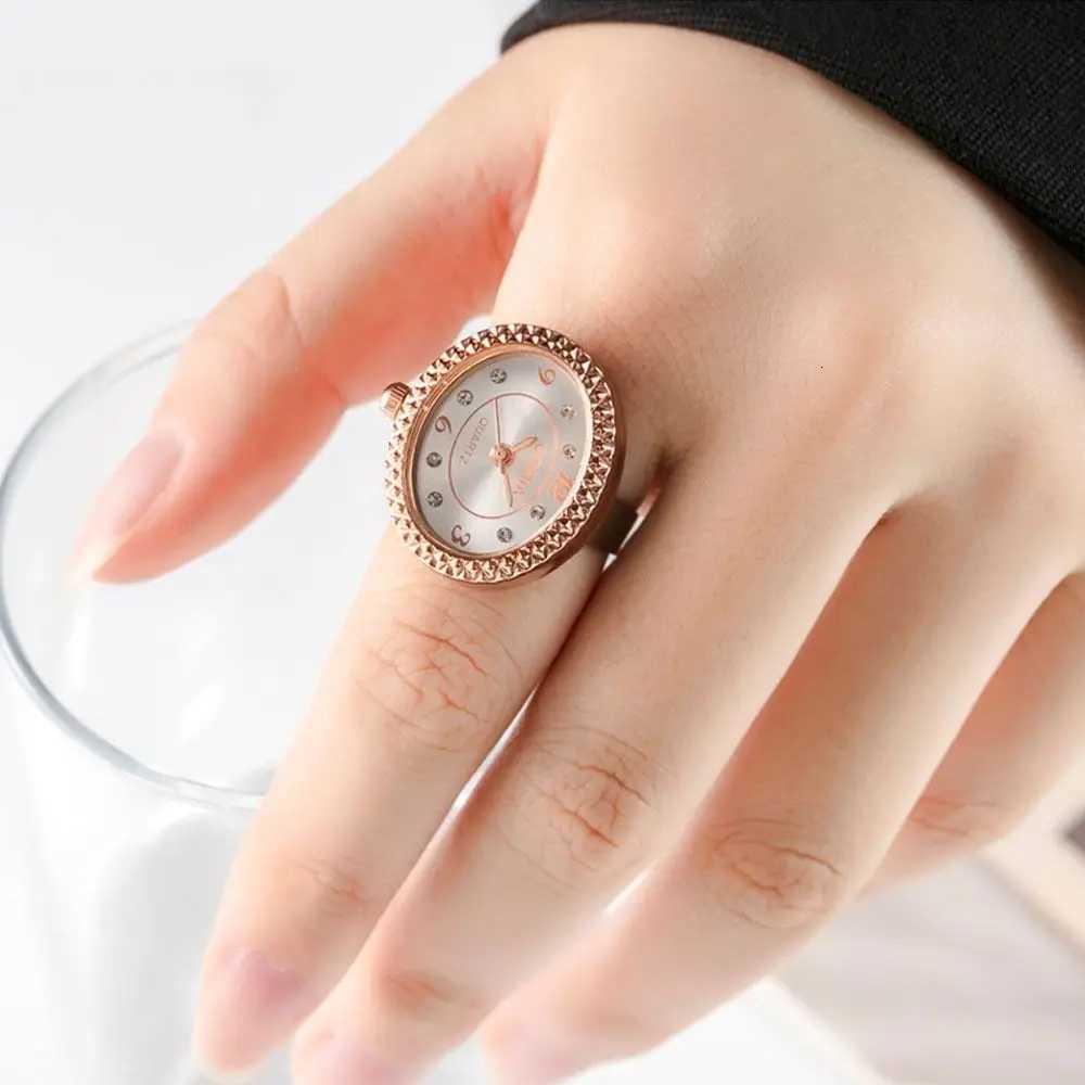 Alloy Digital Couple Watch Ring Fashion Retro Quartz Elastic Rings Jewelry Gift Round Quartz Finger Rings for Women y250730