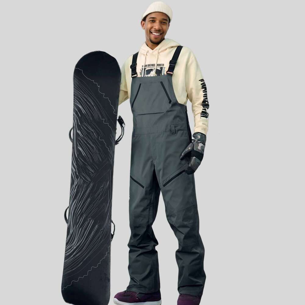 Winter New Skiing Men Loose Ski Overalls Outdoor Waterproof Windproof Snow Trousers Snowboard Sport Strap Pants Clothing