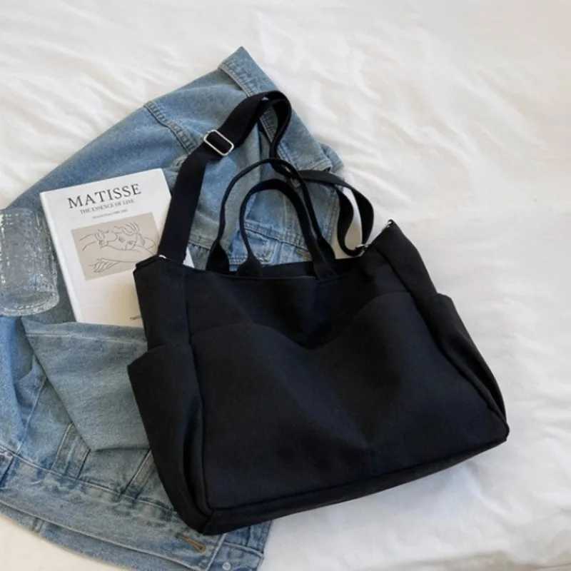 Ins Lazy Wind Canvas Big Bag New Korean Version Of The Single Shoulder Crossbody Bag Female Simple Literary Solid Color Y250730