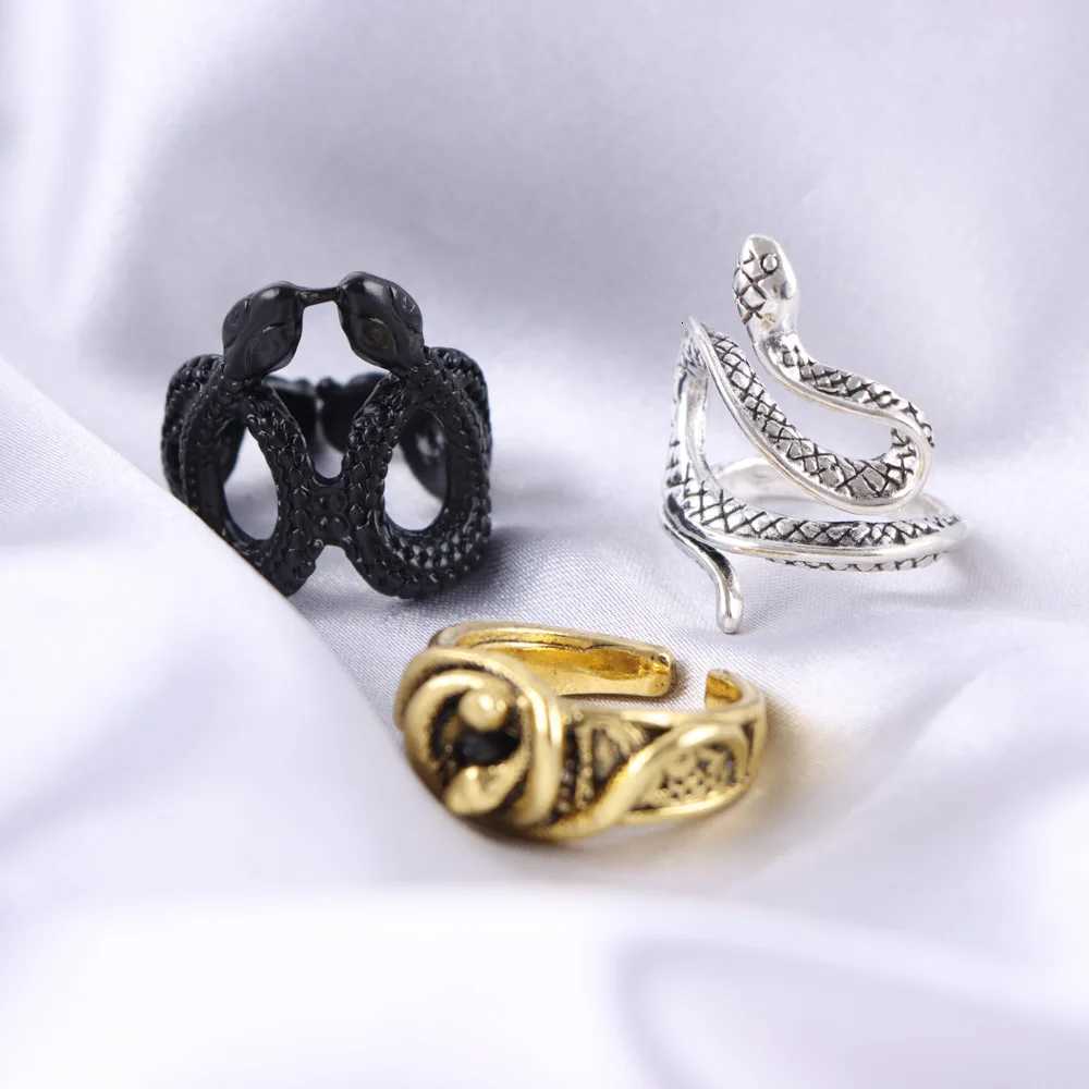 10Pcs/Lot New Fashion Punk Animal Snake Opening Rings For Men Women Gothic Mixed Style Jewelry Party Gifts y250730