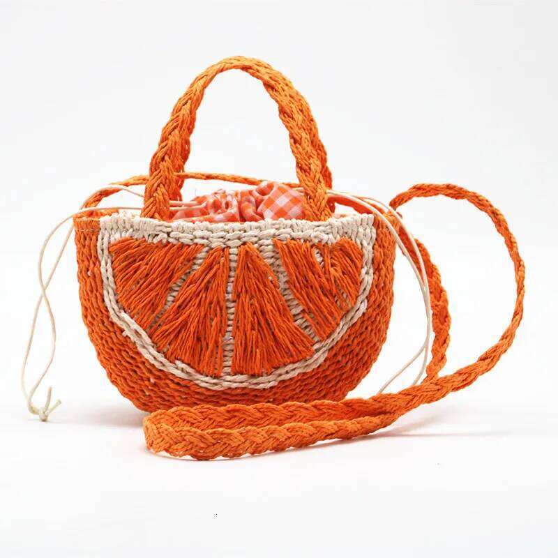 New Watermelon Straw Women Shoulder Bags Designer Fashion Bohemia Female Crossbody Bag Handmade Children's Fruit Handbag