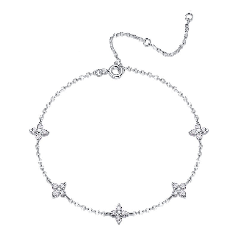 Ladies 2025 New Style Designer Bracelet Clasp Moissanite Five-flower Bracelet S925 Silver Non-fading Light Madam Luxury High-end Bracelet Wholesale