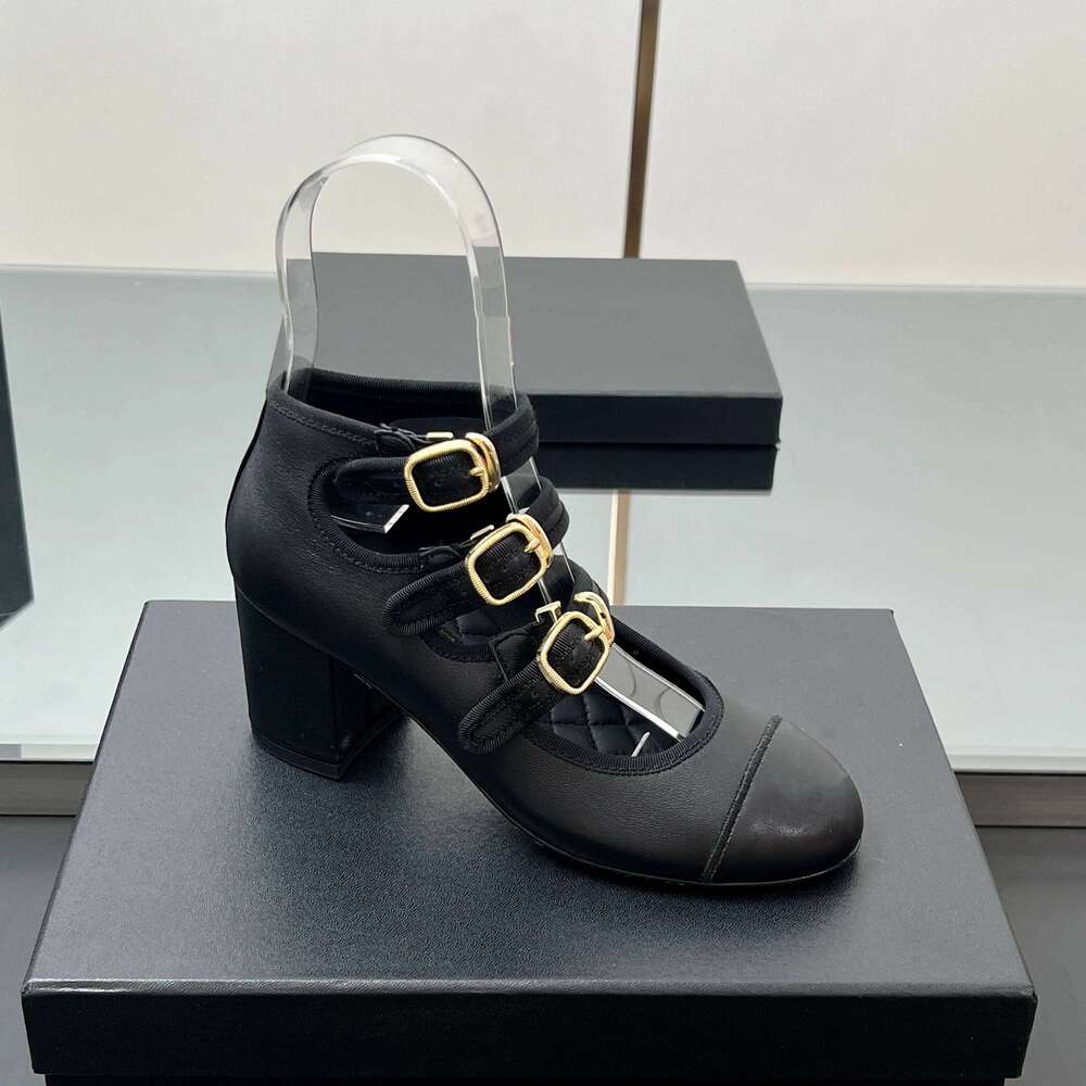 New Women Size35-41 Genuine Leather Pumps Mary Janes High Heels Mixed Colors Round-Toes Designer Shoes Zapatillas De Mujer 48d