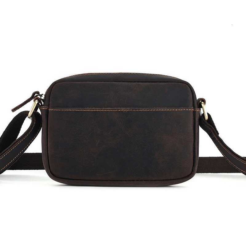 Crazy Horse Leather Messenger Bag Mens Leather Shoulder Bag For Mobile Phone Sling Bags For Men Woman Cross Body Bag Y250730