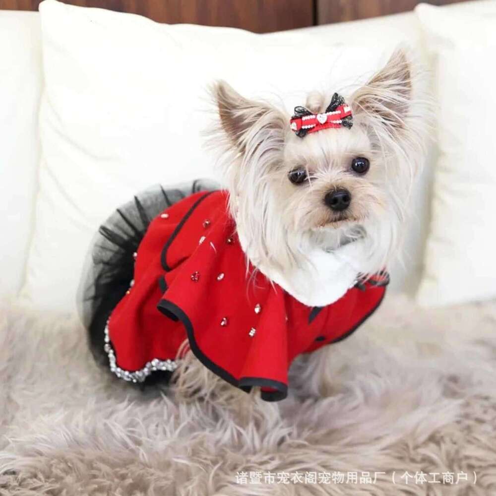 Cape Dress Pet Cloak Red New Year Teddy Small Dog