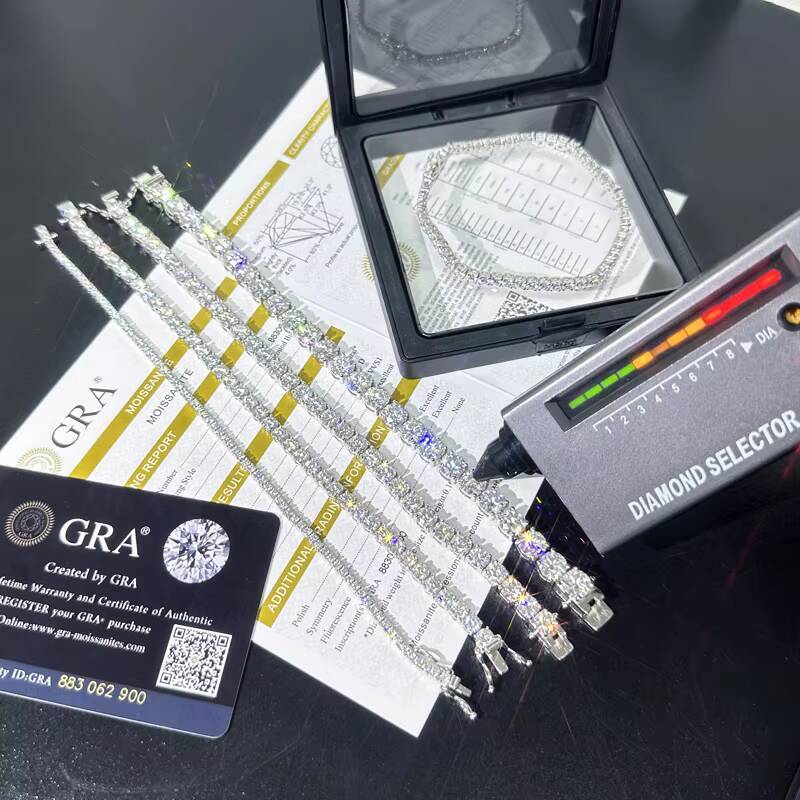 High Quality Moissanite Tennis Chain with Real Silver 925 Vvs Moissanite Diamond 2mm 3mm 4mm 5mm 6.5mm Rose Gold for Women