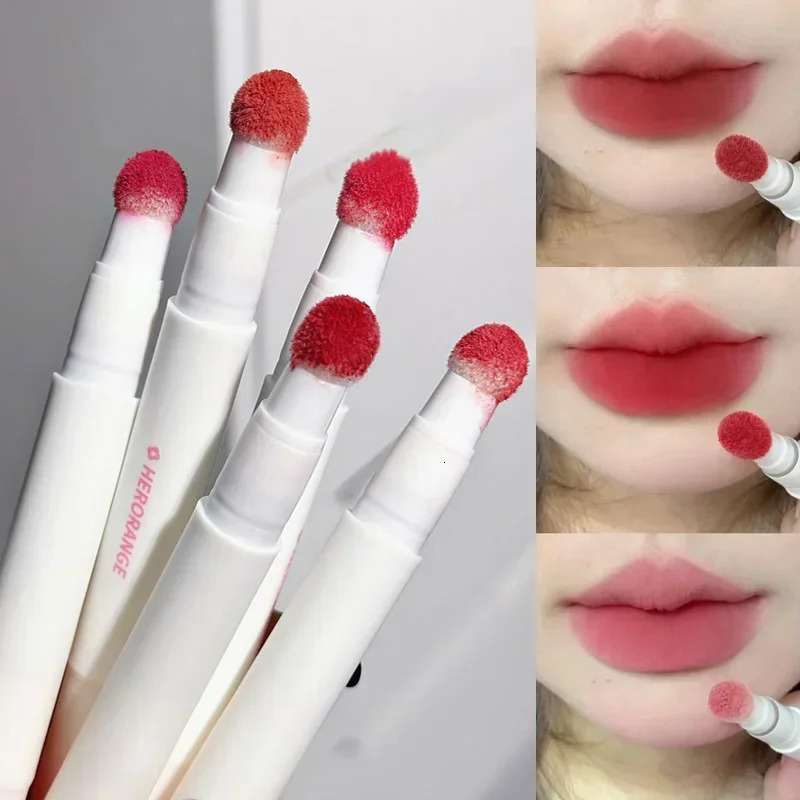 Fluffy Velvet Soft Lip Glaze Liquid Lipstick Cream Nude Matte Rose Red Pigment Waterproof Long Lasting Dye Cheek Lip Tint Paste 250730