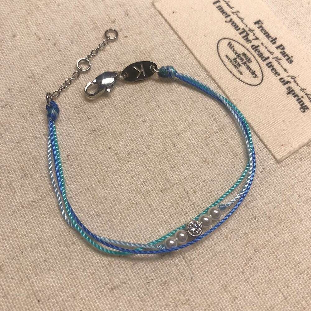 Titanium Steel French Red Rope Single Dia Multi-Rope Pearl Dopamine Niche Simple Layered Wear Non-Fading Handmade Weaving