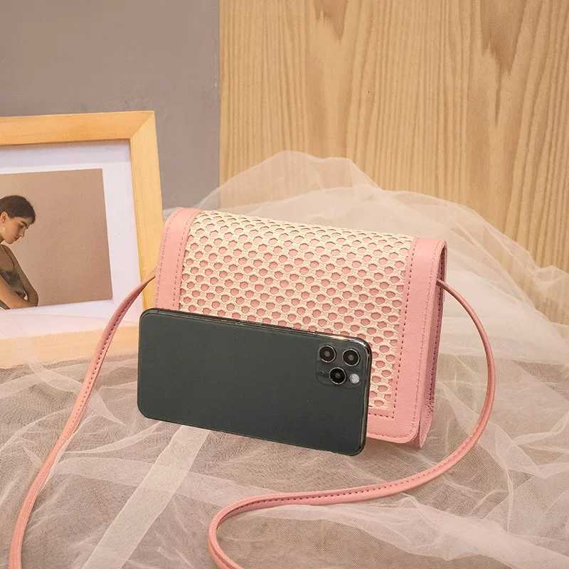 New Womens Messenger Bags Fashion All-match Small Square Bag Trend Mesh Bag Hit Color One-shoulder Mobile Phone Bag Y250730