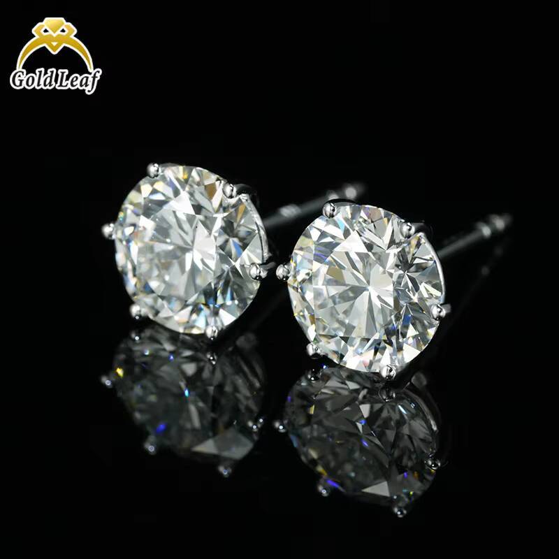 Goldleaf Jewelry IGI D VVS Lab Grown Diamond 0.5CT 1CT Earrings 14k White Gold Fine Diamond Women Stud Earrings