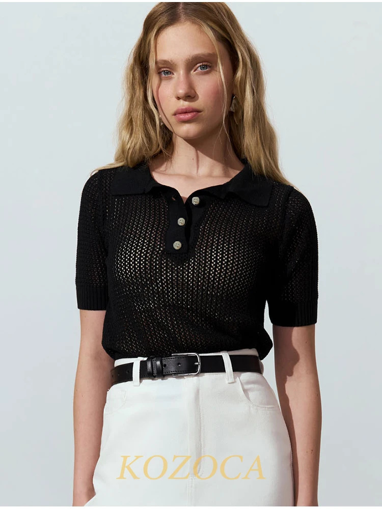 Feilandy Short Sleeve Outfits Solid Polo Shirt Women Fashion Office Ladies Tops TShirts Casual Tees Elegant Clothes 250729