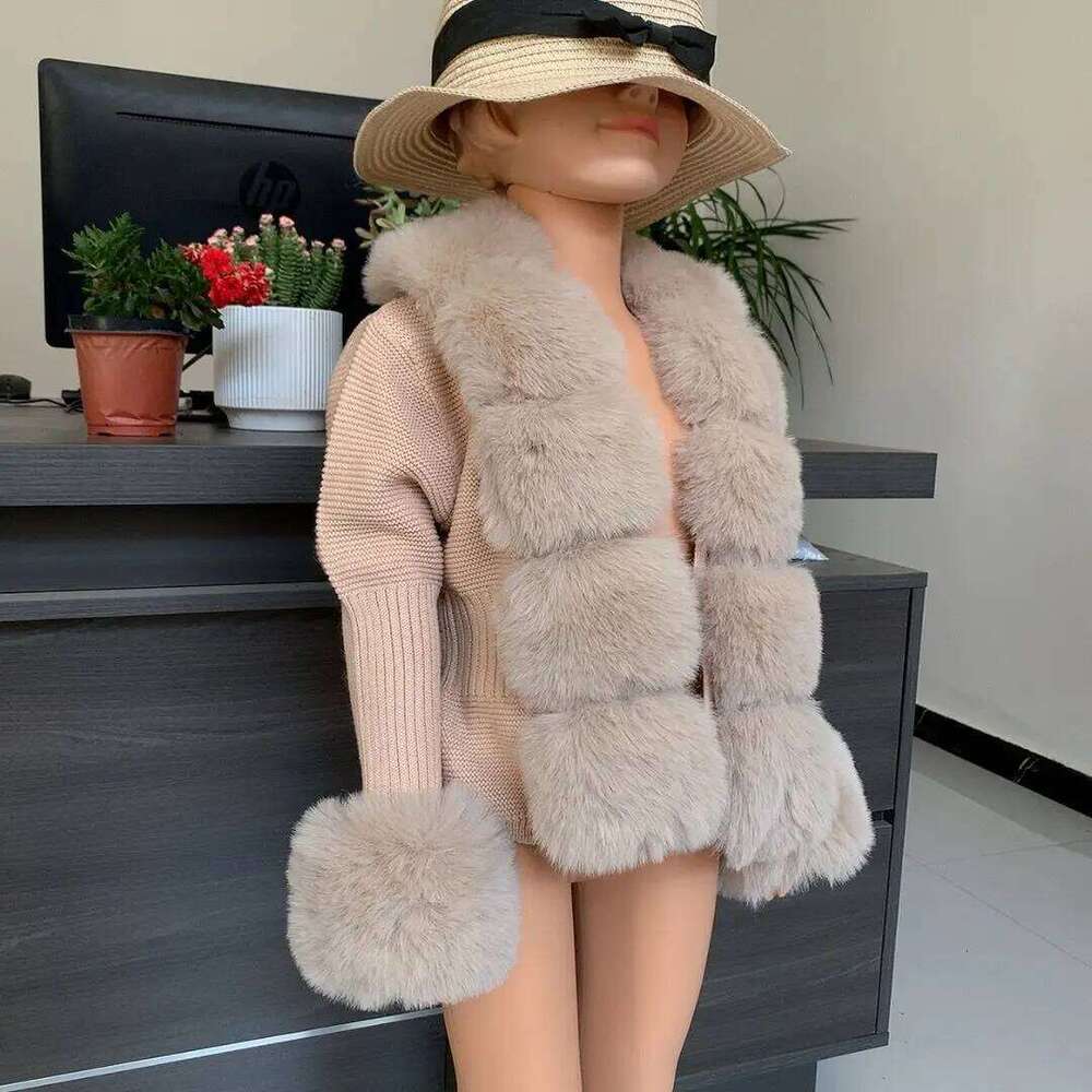 Children's Faux Fur cardigan autumn and winter girls' Faux Fur knitted cardigan fashion big children's sweater fur coat