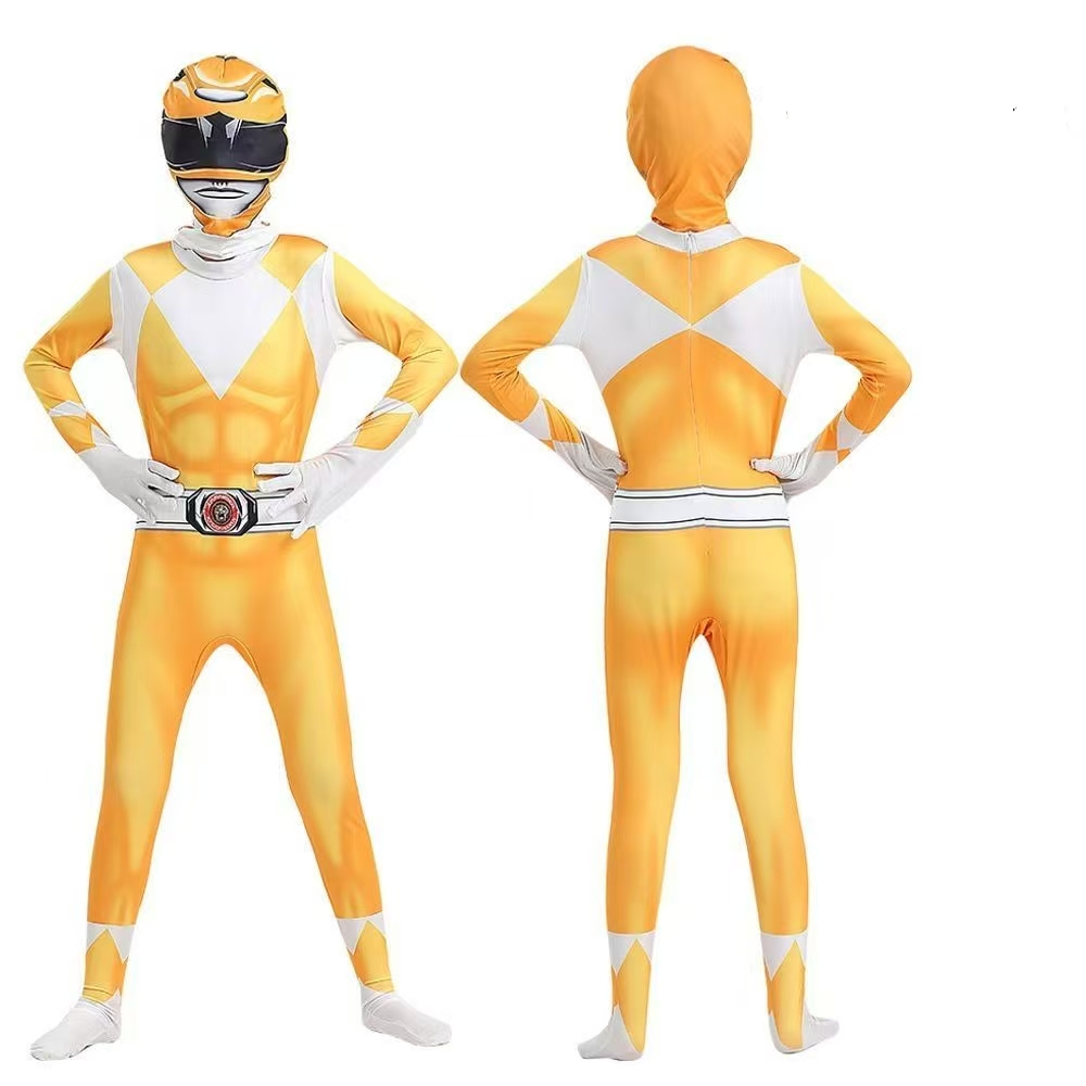 Children's dinosaur team style one-piece tight-fitting suit, multi-color hero theme cosplay costume, Halloween party performance role-playing cos