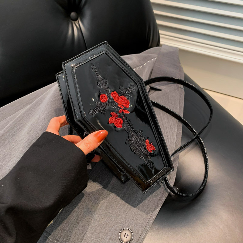 2024 New Halloween Cross PU Coffin Fashionable Unique Quirky Single Shoulder Crossbody Bag ddmymoon