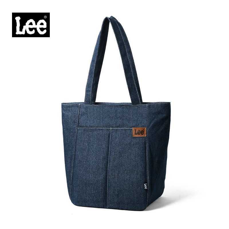 LEE Denim Blue Women Casual Large Capacity Tote Bag Jeans Beige Ladies Work Shoulder School Student Laptop Book Bag G250729