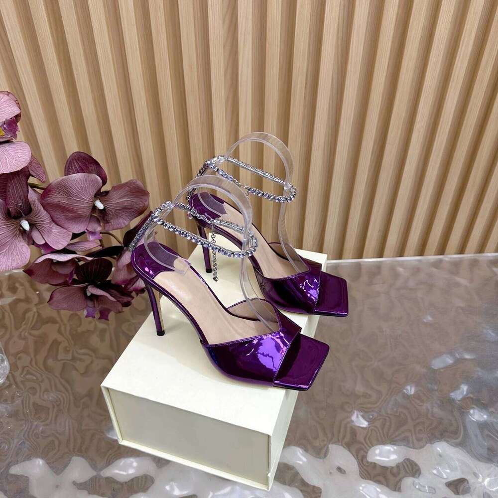 Women Size34-42 Patent Leather Crystals Sandals Super High Heels Pumps Wedding Summer Designer Shoes Zapatillas De Mujer 73a