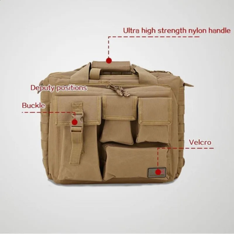Backpack Tactical Molle Nylon Messenger Shoulder Bag Laptop Handbags Briefcase Outdoor Multifunction Climbing 250729