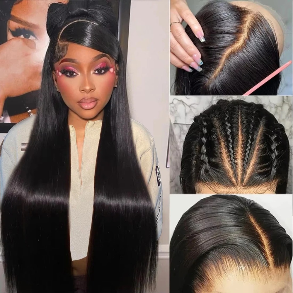 Wear And Go Glueless Human Hair Wig Straight Lace Front Wigs 40 Inch 13x4 HD Transparent Lace Frontal Wig Synthetic Pre Plucked Ready To Go