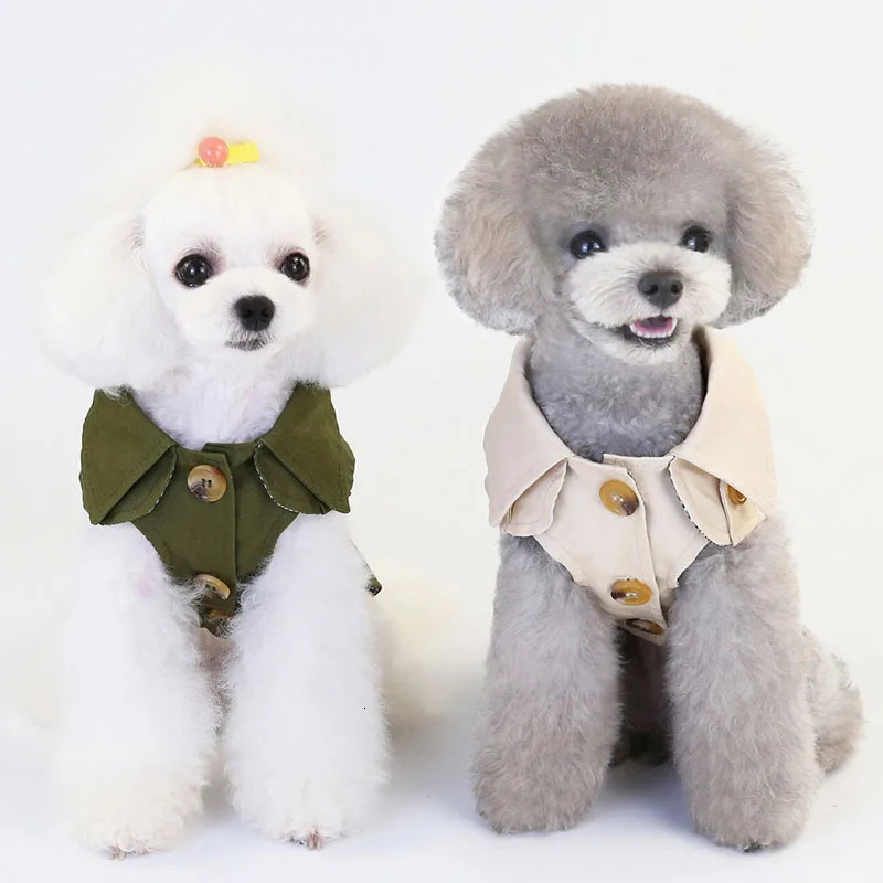 British Style Dog Coat Jacket Short Sleeve Pet Clothes Kahai Green Dog Trench For Small Dogs Yorkie Chiwawa Clothing Apparel XXL 250729