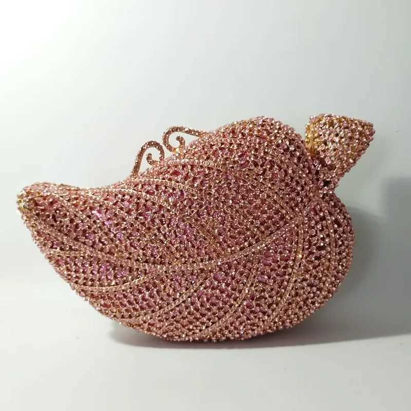 New Gold Leaves Clutch Women Diamond Evening Bag Lady Crystal Wedding Prom Handbags Rhinestone Purses Party Bridal Purses Bags Y250730