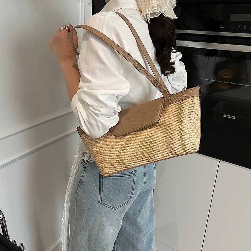 LEFTSIDE Weave Straw Shoulder Bags for Women 2025 Summer Ladies New Tote Bag Females Beach Bags Lady Handbags and Purses Y250730