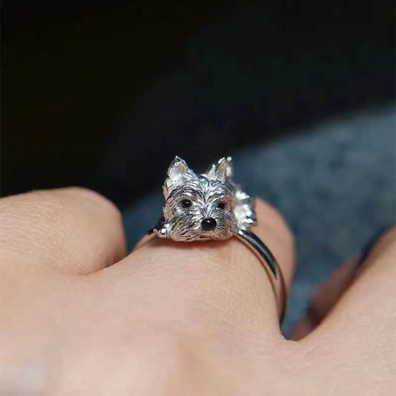 XIYANIKE Cute Dog Pet Open Rings For Women Retro Animal Fashion New Year Jewelry Accessories Valentine Day Gift Party Rings y250730