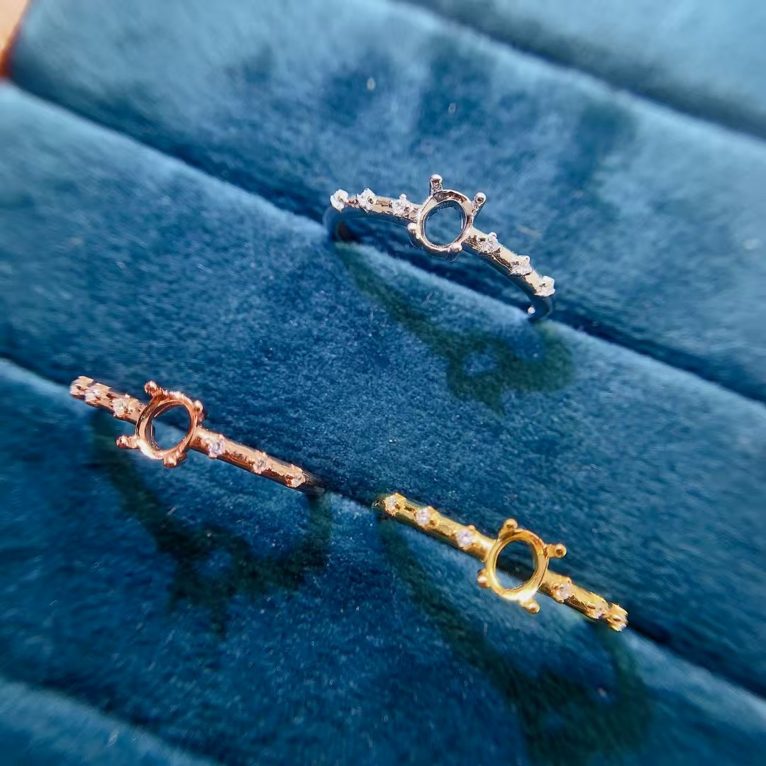 Simple design Ring setting for jewelry making 4mm*6mm oval shape gemstone Semi Mount ring setting with 18K gold plating