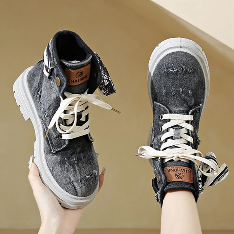Women Ankle Boots Personalized Denim n Casual Shoes Fashion Outdoor Comfortable Shoes Flats Walking Boots For Female 35-40 250729