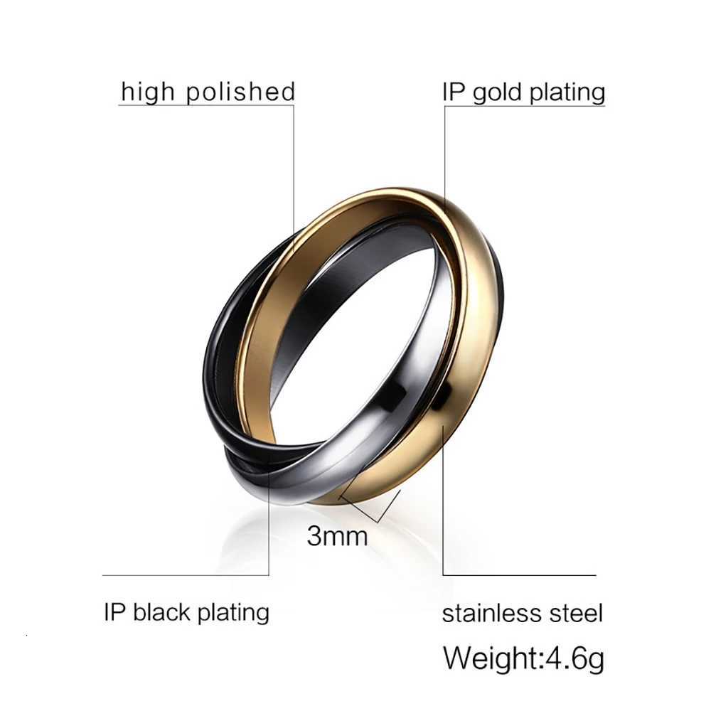 Classic 3 Rounds Ring Sets Women Stainless Steel Wedding Engagement Female Finger Jewelry y250730