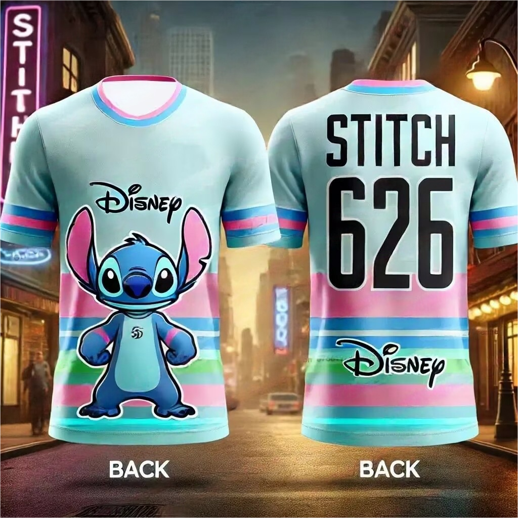Disney Stitch Messi Collaboration T-Shirt Cute Stylish Comfortable Summer Jersey for Kids Adults Boys Girls W250617